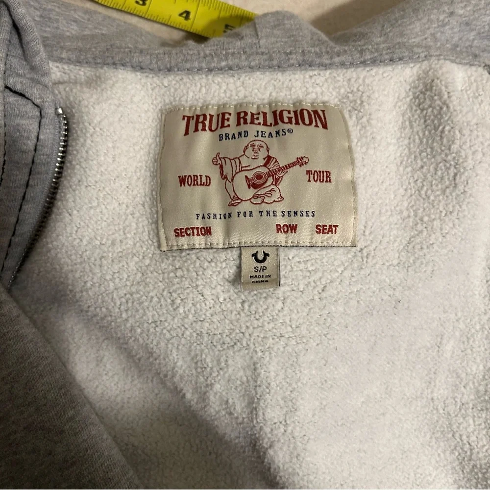True Religion Men’s Big T‎ Zip Hoodie Full Zip Gray Size S
